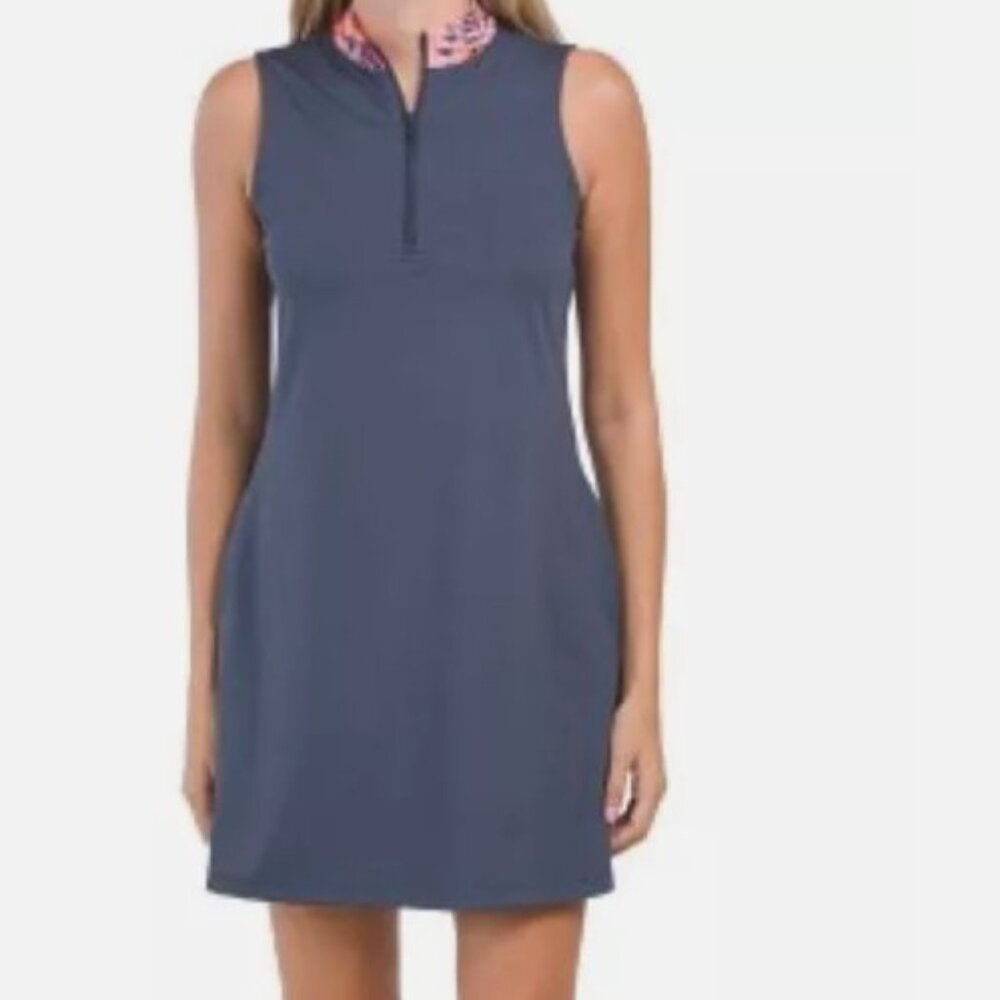 Women's Tommy Bahama sleeveless golf dress Size M navy blue tennis pickle ball